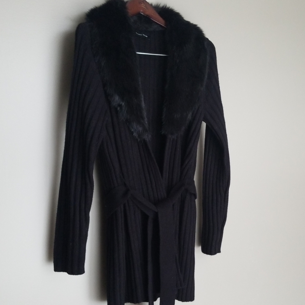 Black mid length wrap sweater